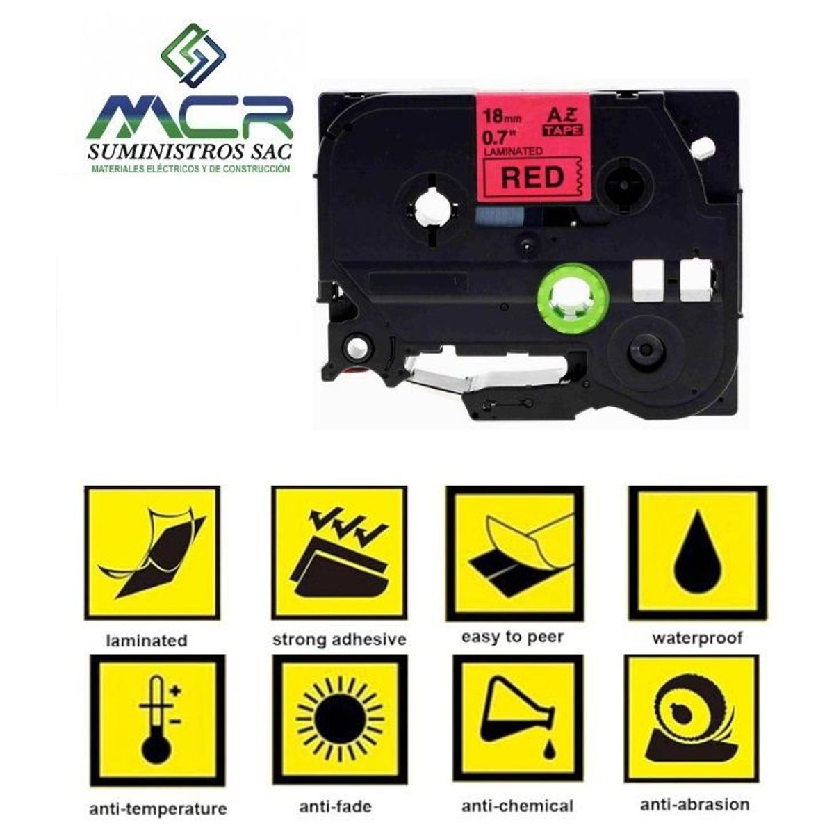 GENERICO - cinta 18MM X 8M ROJO compatible para rotulador brother