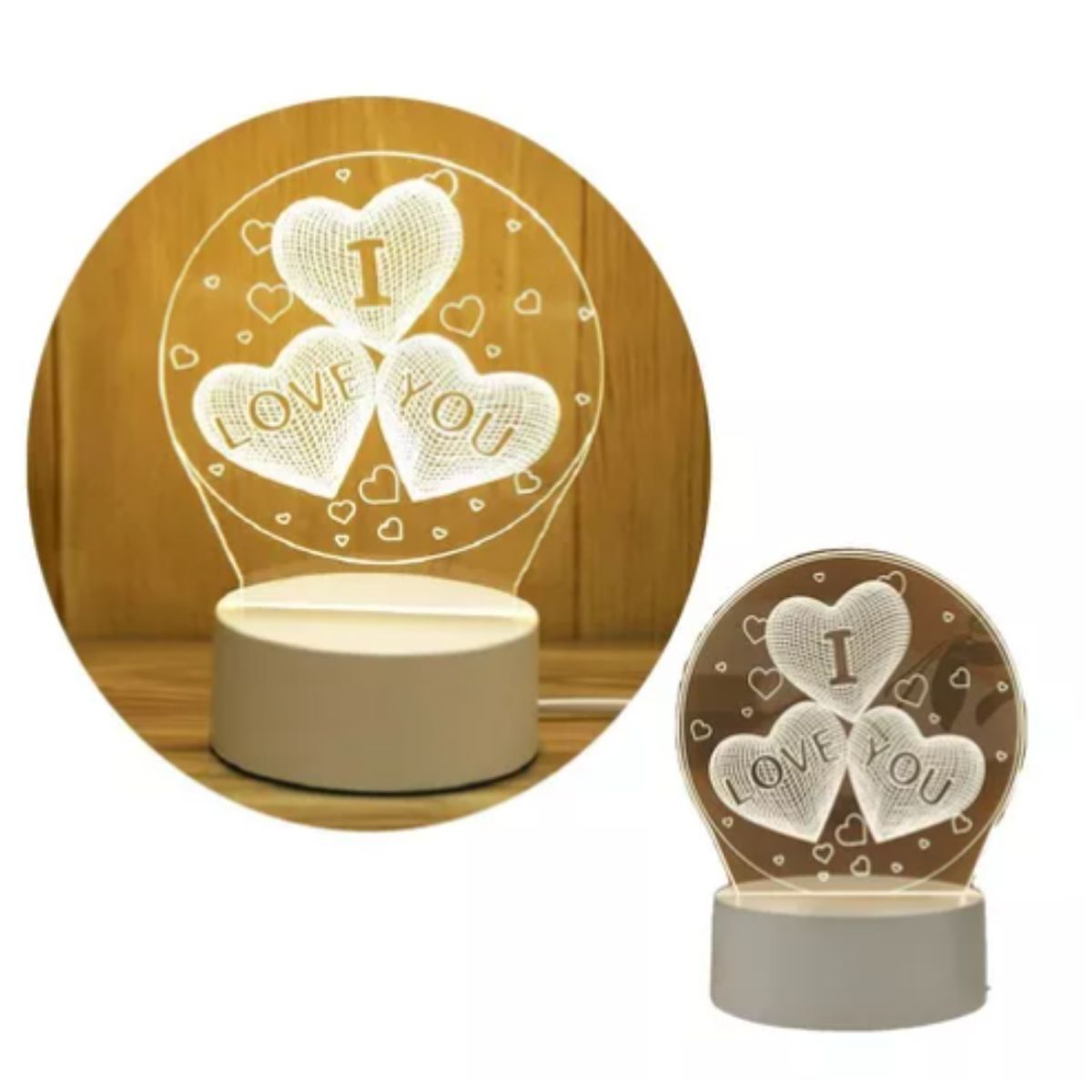 GENERICO - Lámpara de escritorio y luz nocturna diseño 3D carga  USB  Love