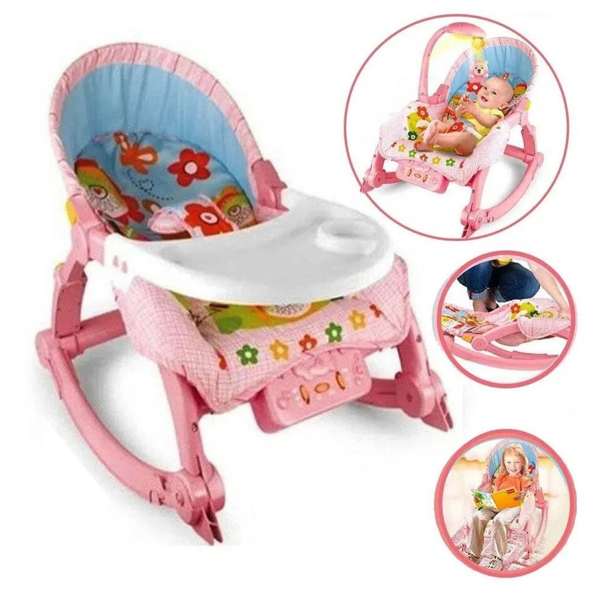 GENERICO - Mecedora Florista para Bebé con Vibrador y Lampara