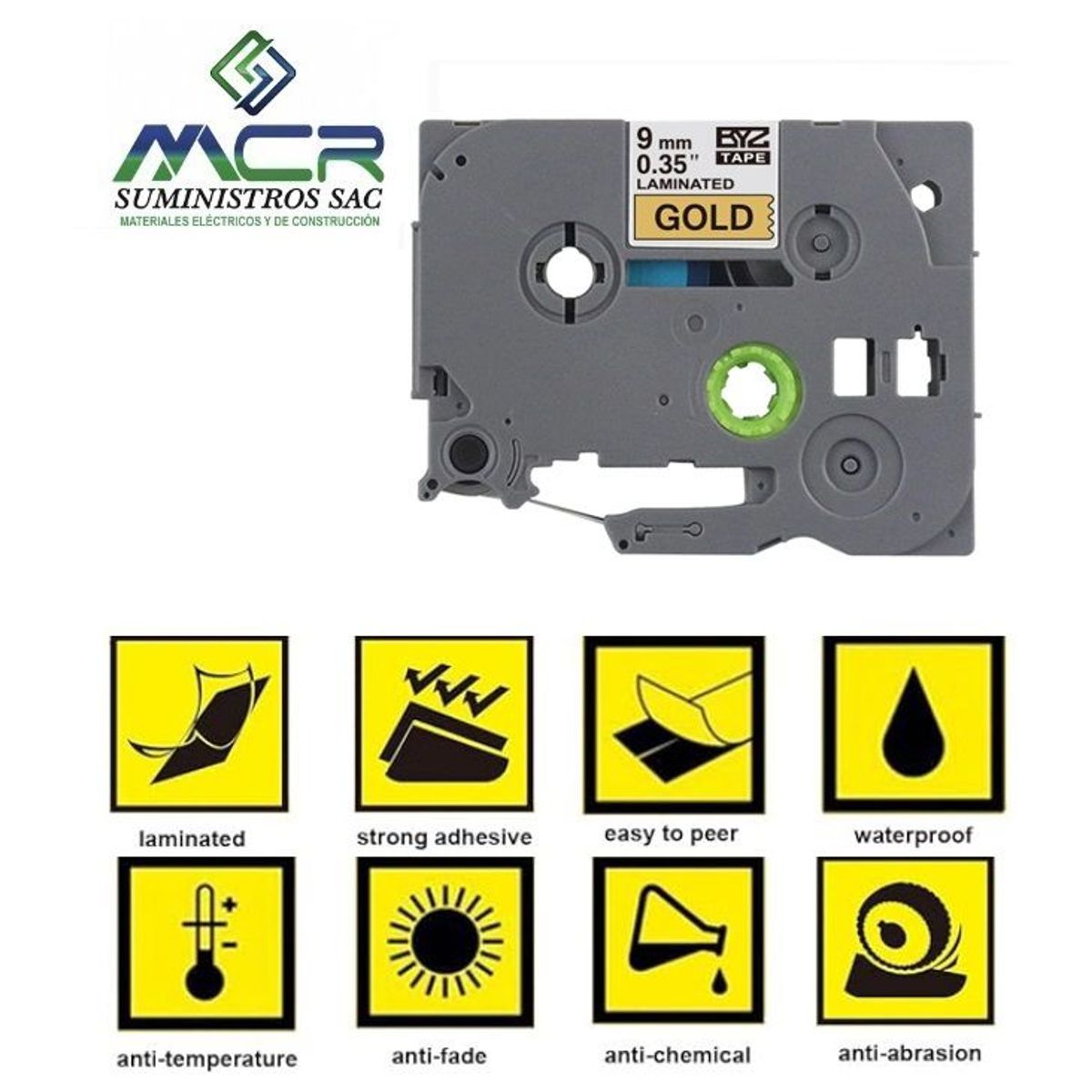 GENERICO - cinta 9MM X 8M DORADO compatible para rotulador brother