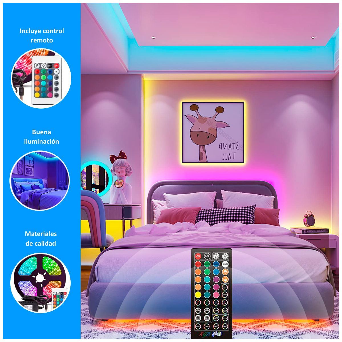 SASARU - Cinta LED con Luces RGB de 5 Metros x2Und