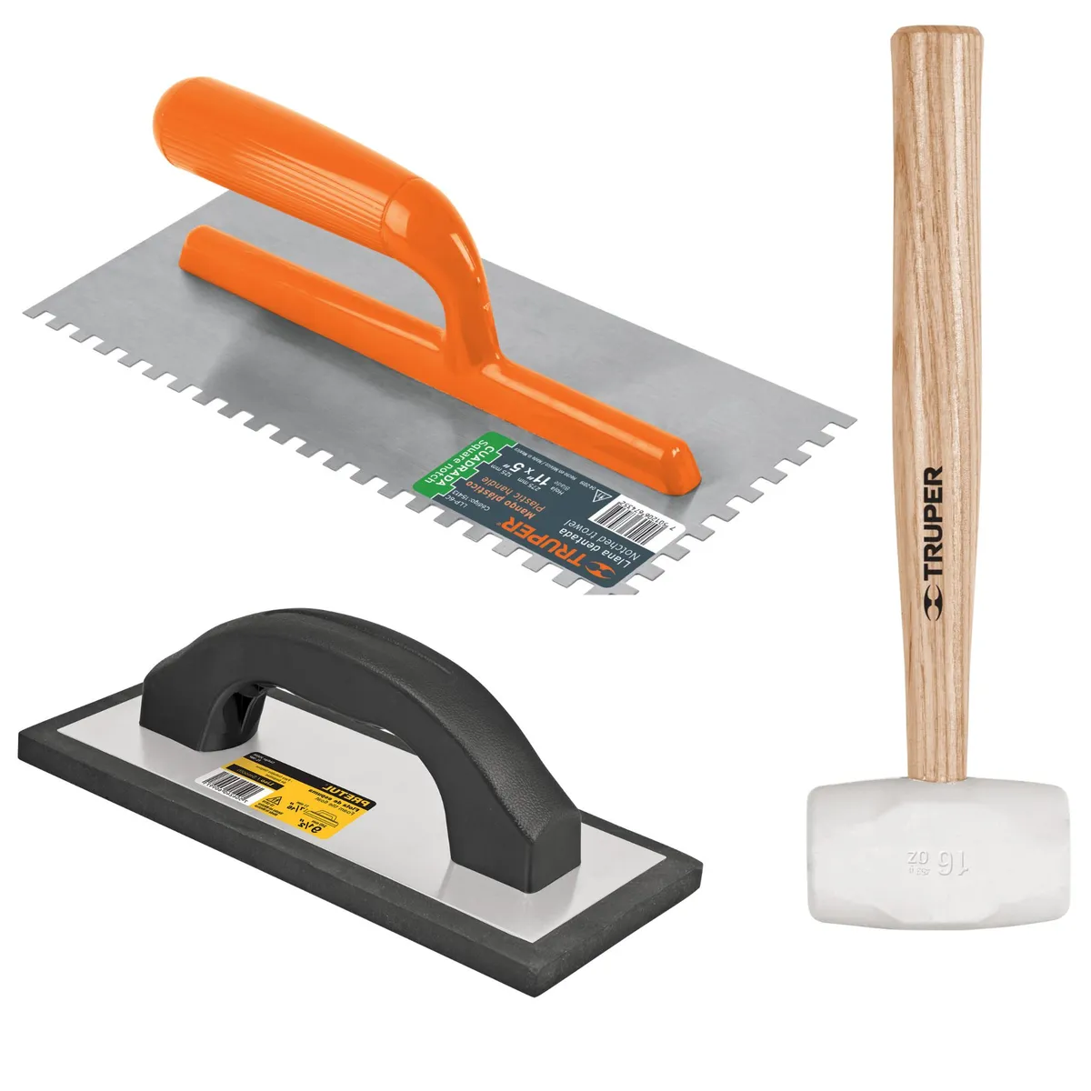 TRUPER - Martillo de goma plancha raspin fraguador truper COMBO