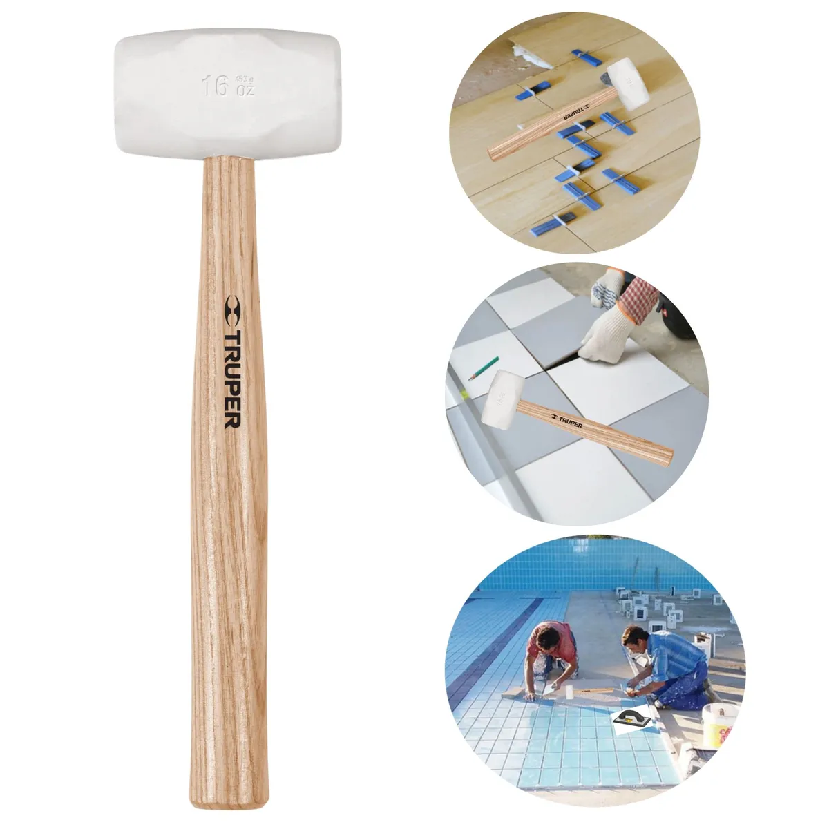 TRUPER - Martillo de goma plancha raspin fraguador truper COMBO