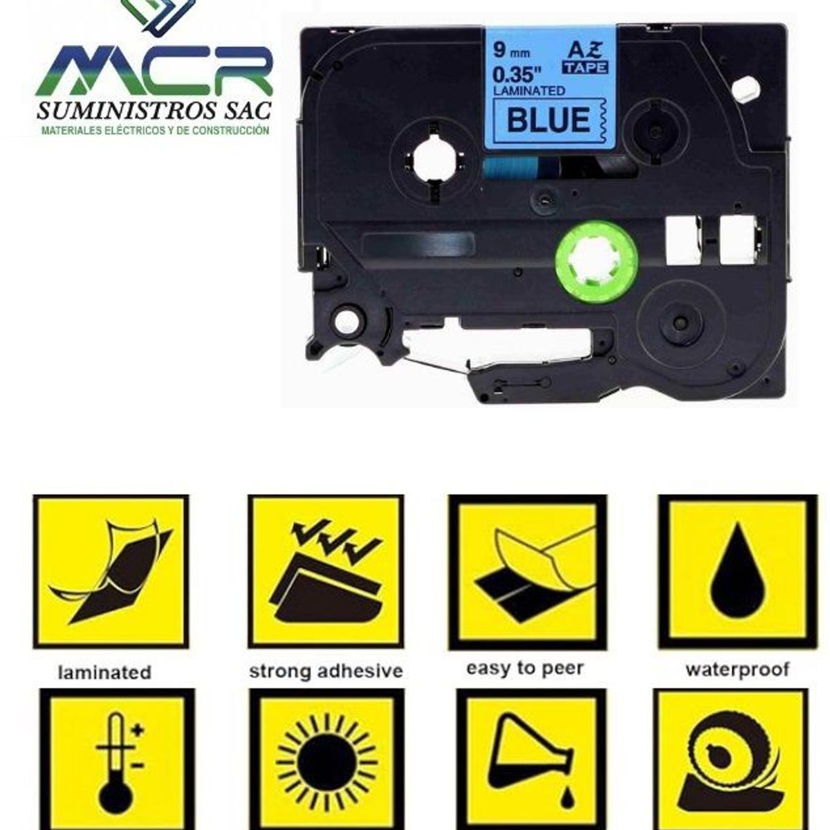 GENERICO - cinta 9MM X 8M AZUL compatible para rotulador brother