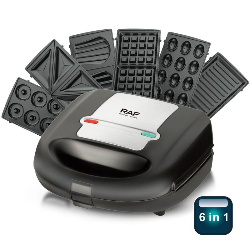 OEM - RAF 6 en 1 Máquina para Donas Sandwich Grill Waffles Donas