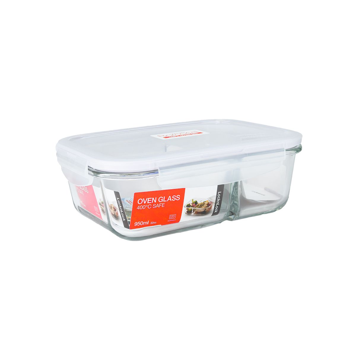 LOCK AND LOCK - Taper LocknLock Rectangular Refractario 950ml con Division Ovenglass