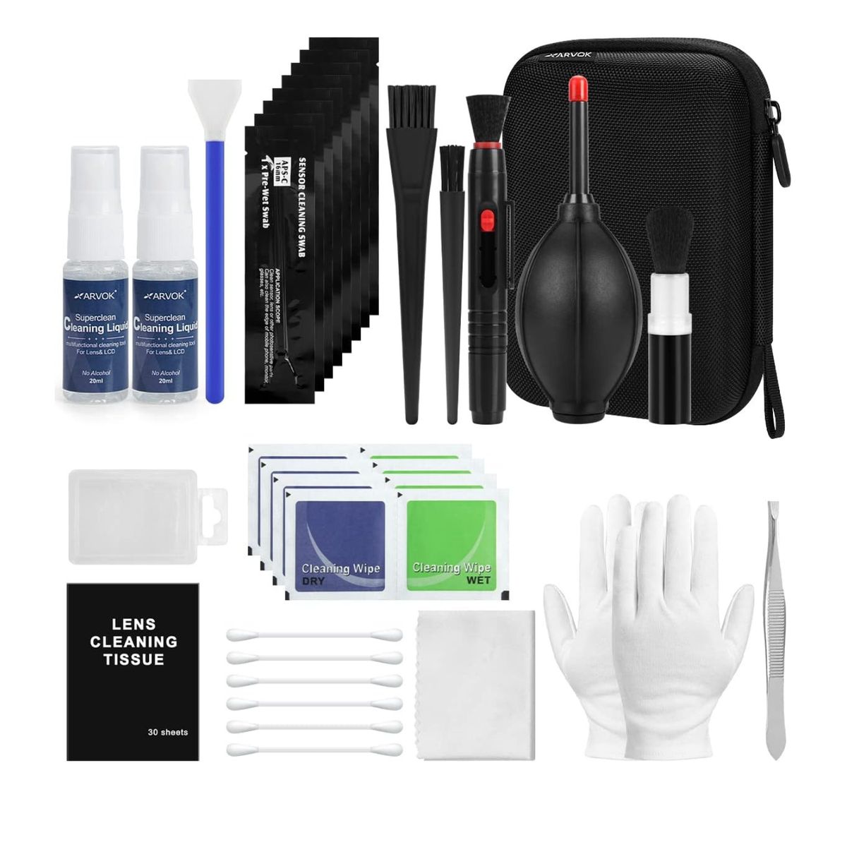 GENERICO - Kit Limpieza Completo Sensor Frame Aps-c Soplador Pluma Paño 32 pcs