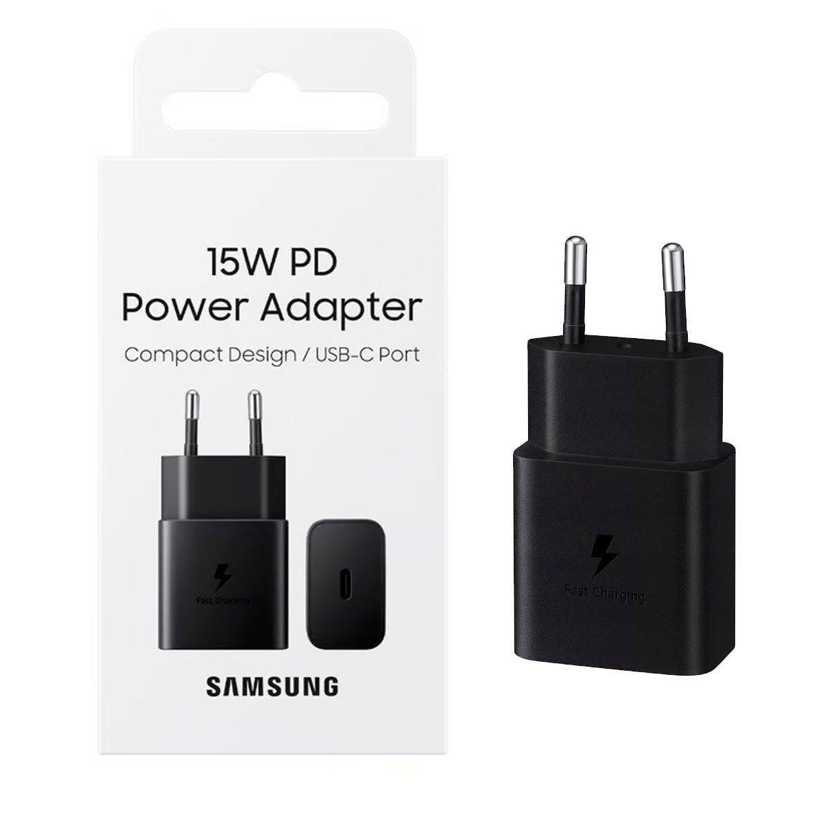 SAMSUNG - Cargador De Pared Samsung 15W Puerto Tipo-C Negro