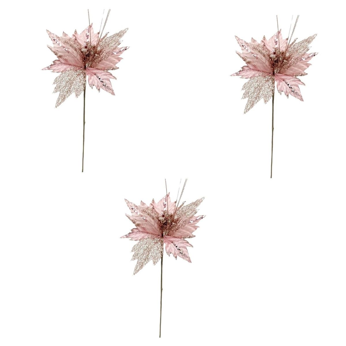 FLORIPA - Pack De 3 Flores Cardinales Navideñas Bn102 Floripastore