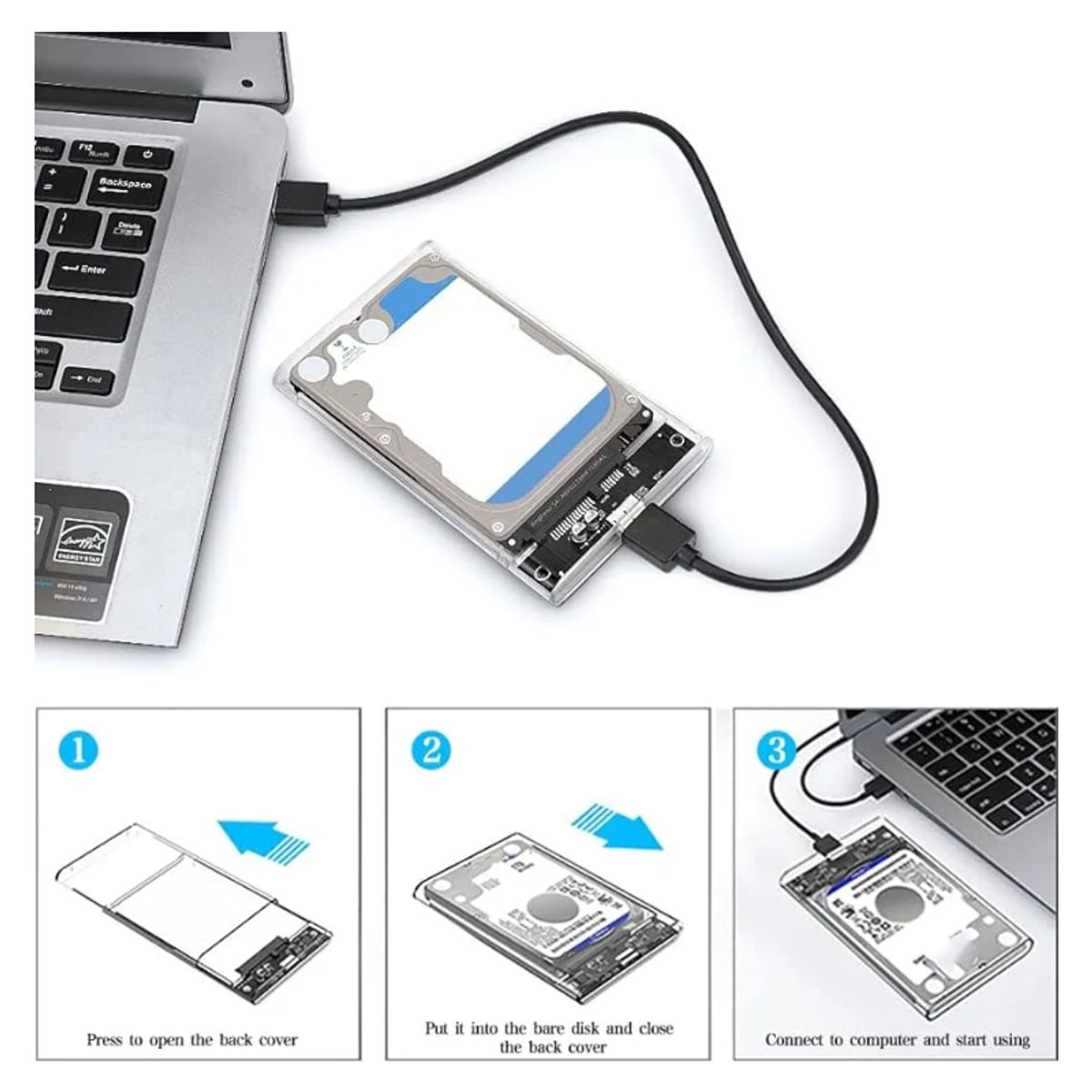SEISA - Case disco duro externo usb 3.0 adaptador laptop sata 2.5