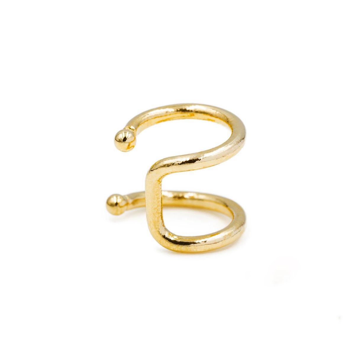 AMBAR JOYERIA - Arete Ear Cuff Doble Fila Cinta Golden LAMINADO EN ORO