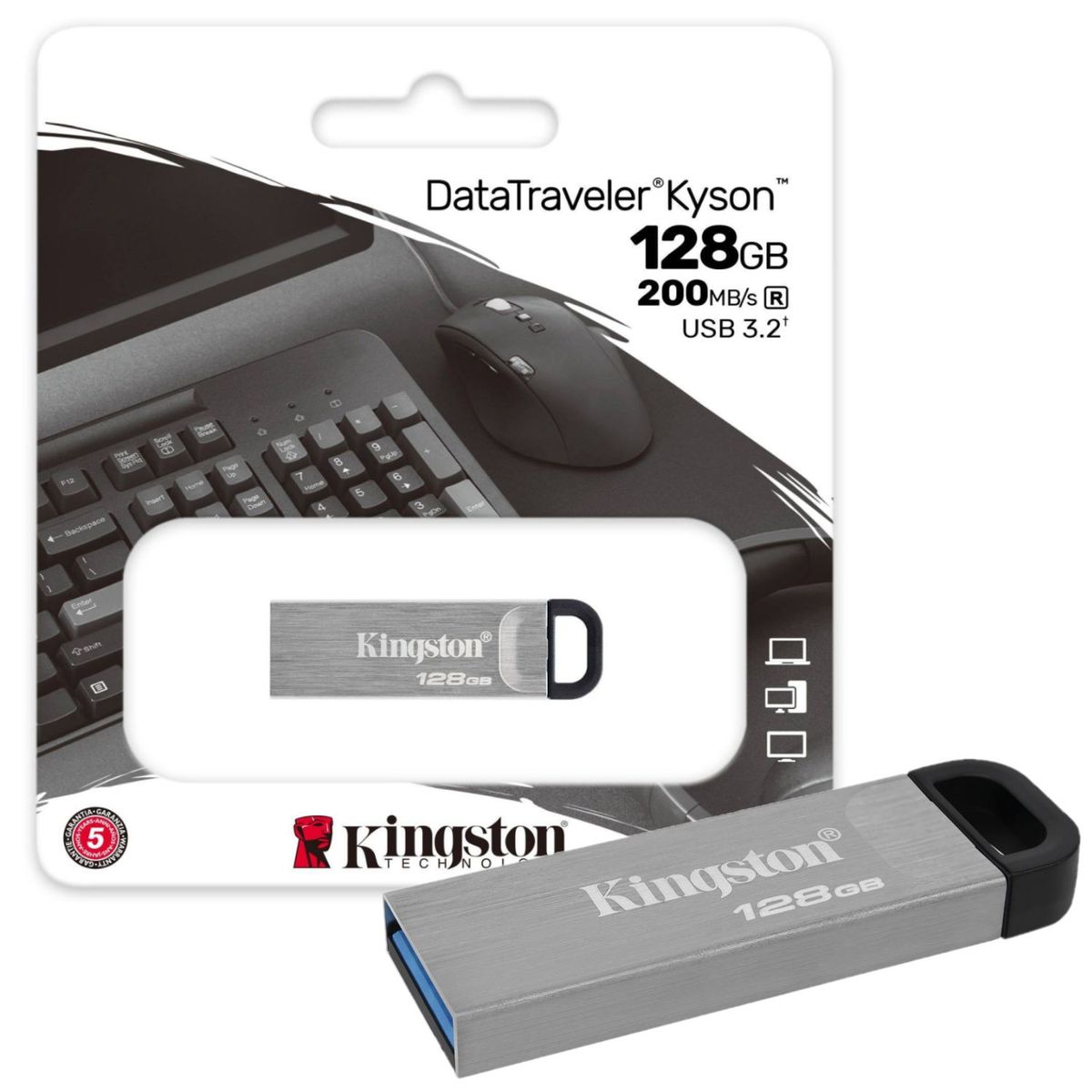 KINGSTON - Memoria USB 128GB Kingston Kyson Metal