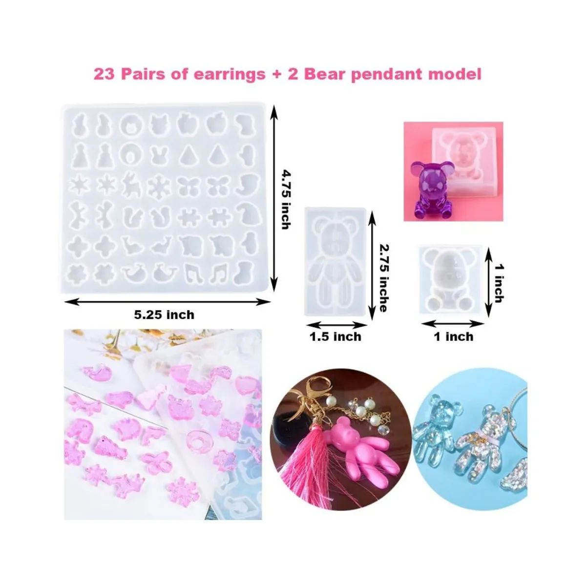 GENERICO - Kit Molde Resina Silicona Manualidades Joyeria 229 Piezas