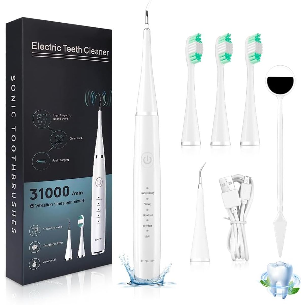 GENERICO - Kit Limpieza Dental Removedor De Sarro Espejo 3 Cabezales