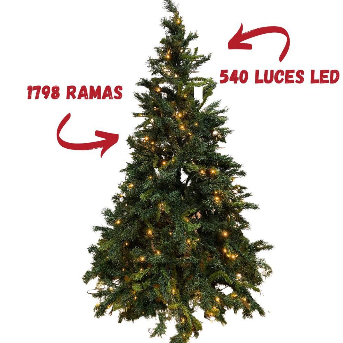 FLORIPA - Árbol de Navidad Verde de 2.40m con Luces y 1798 ramos LED BPIN240LD