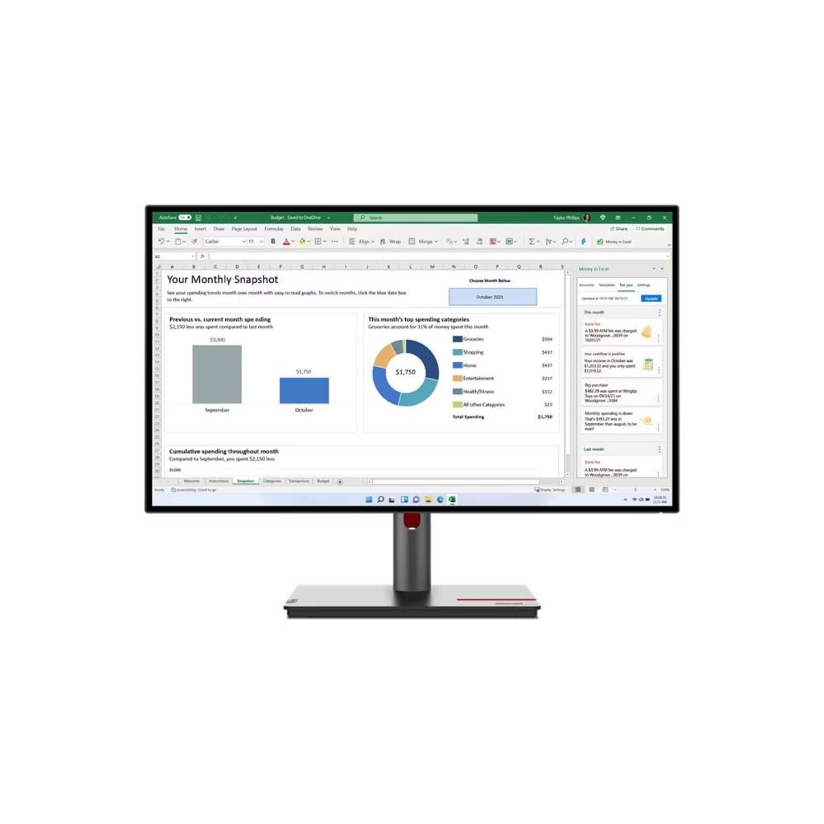 LENOVO - Monitor LenovoThinkVision P27h-30 27"  2560 x 1440 QHD