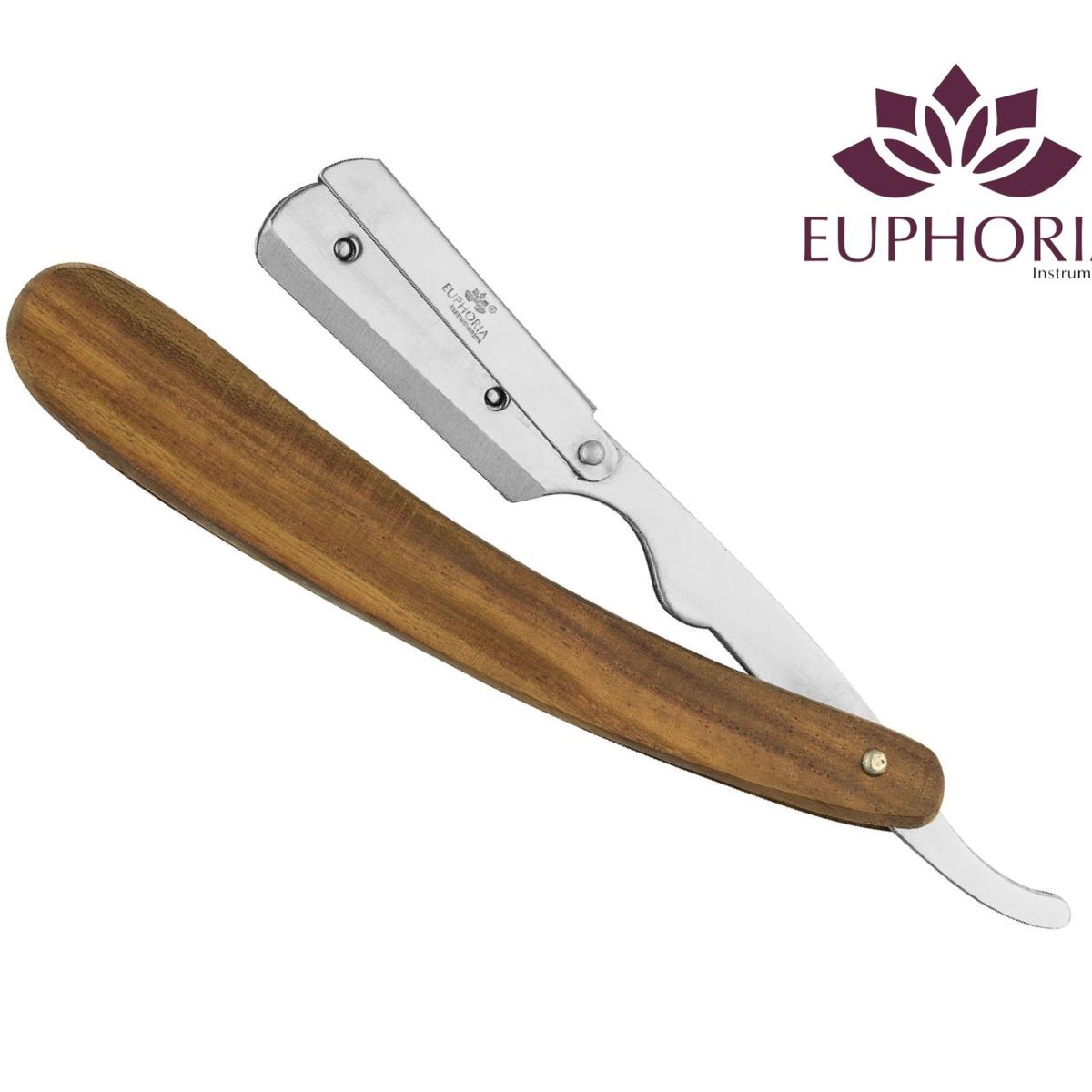 EUPHORIA - Navajero Portanavaja Navaja de 3 Cuerpos Acero Inoxidable Mango Madera