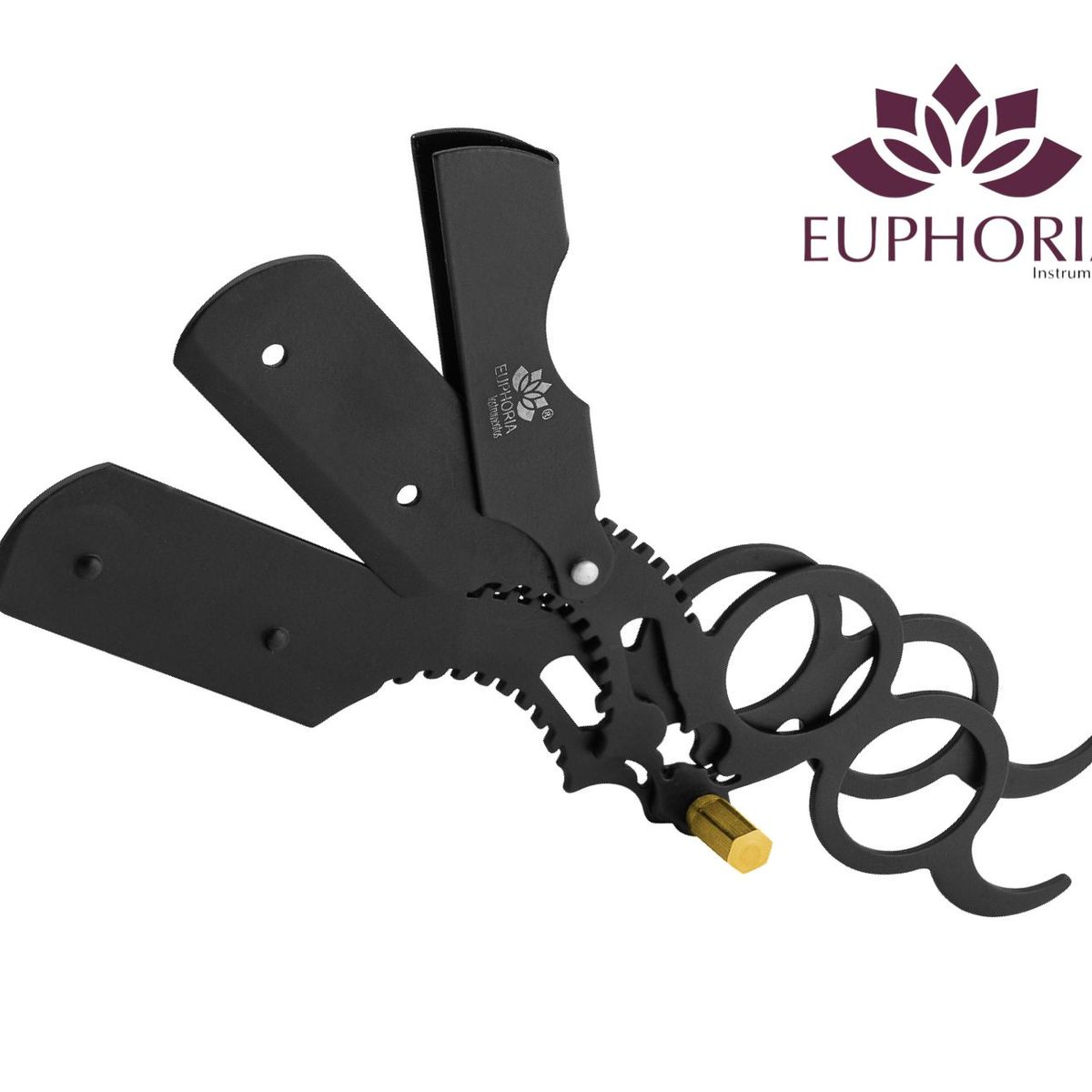 EUPHORIA - Navajero Portanavaja Navaja de 3 Cuerpos Acero Inoxidable con Soporte