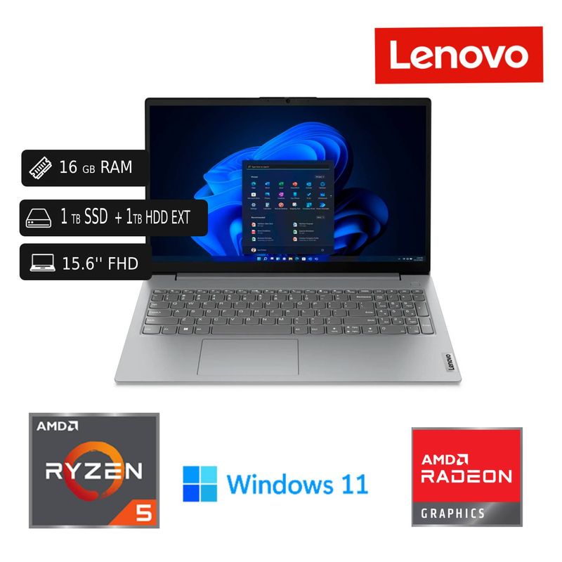 LENOVO - Laptop Nueva Lenovo V15 G4 Ryzen 7500U 16GB RAM DDR 5 1TB SSD +1 TB HDD Externo  -W11