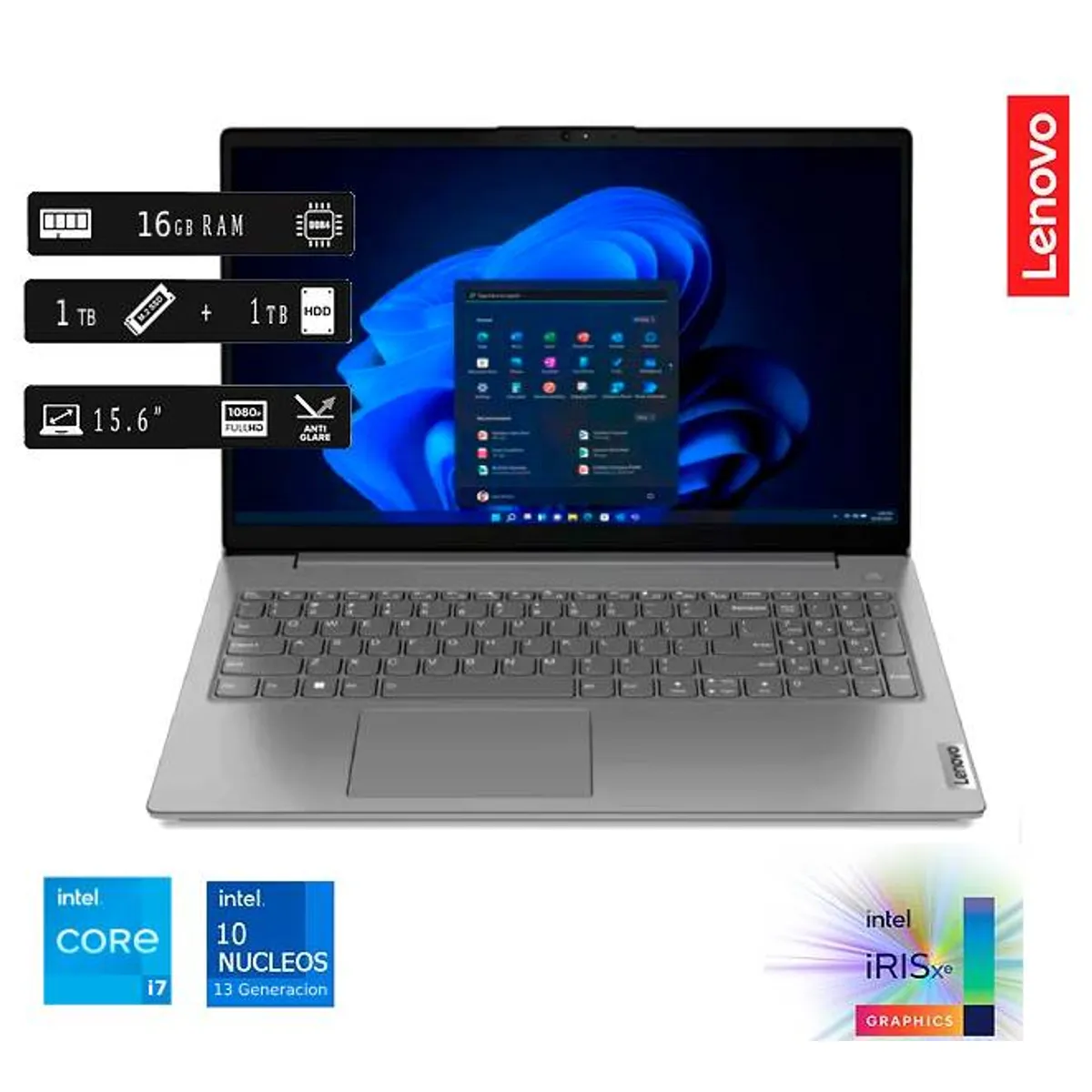 LENOVO - Laptop Nueva Lenovo V15 G4 Intel Core i7 13va gen 16GB RAM 1TB SSD + 1TB HDD EXTERNO 15.6 FHD