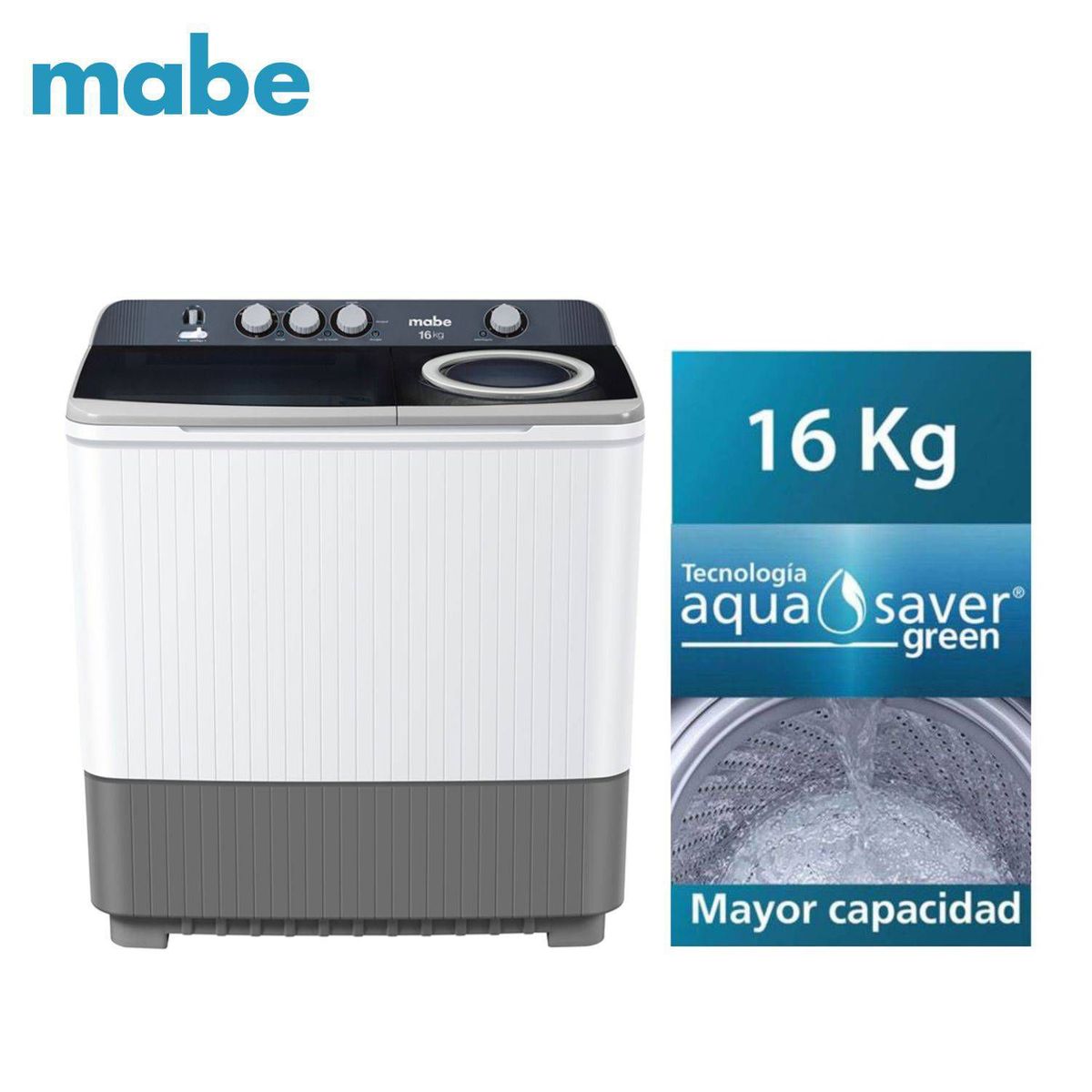 MABE - Lavadora Mabe Semiautomatica 16 Kg Blanco - LMD6124PBBB0