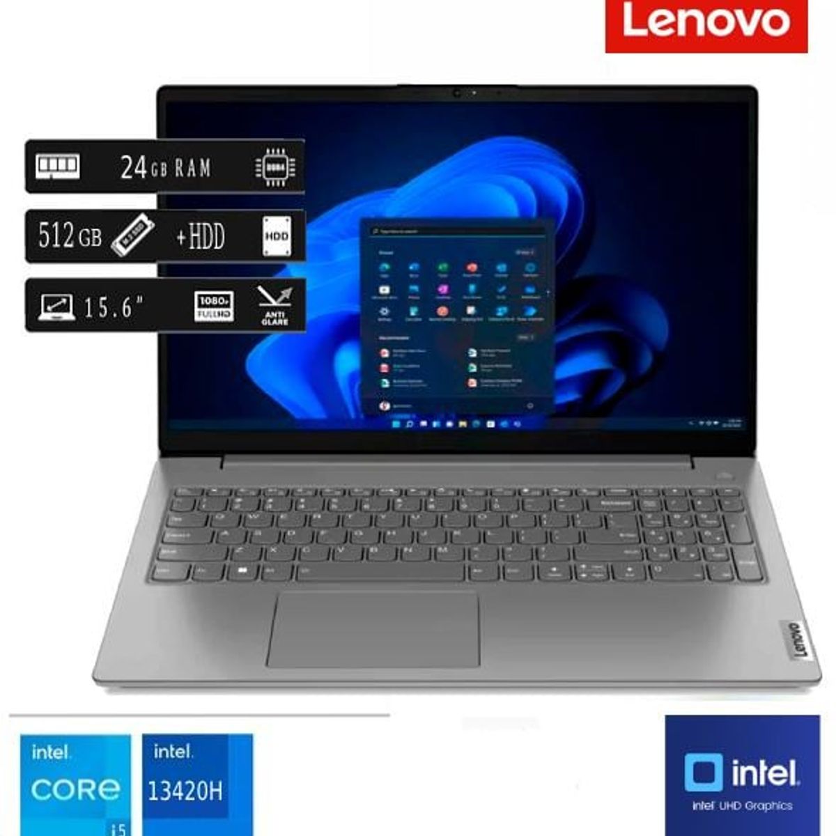 LENOVO - Laptop Nueva Lenovo V15 G4 IRU Core I5 13va Gen 24GB RAM 512GB SSD +1TB HDD Externo