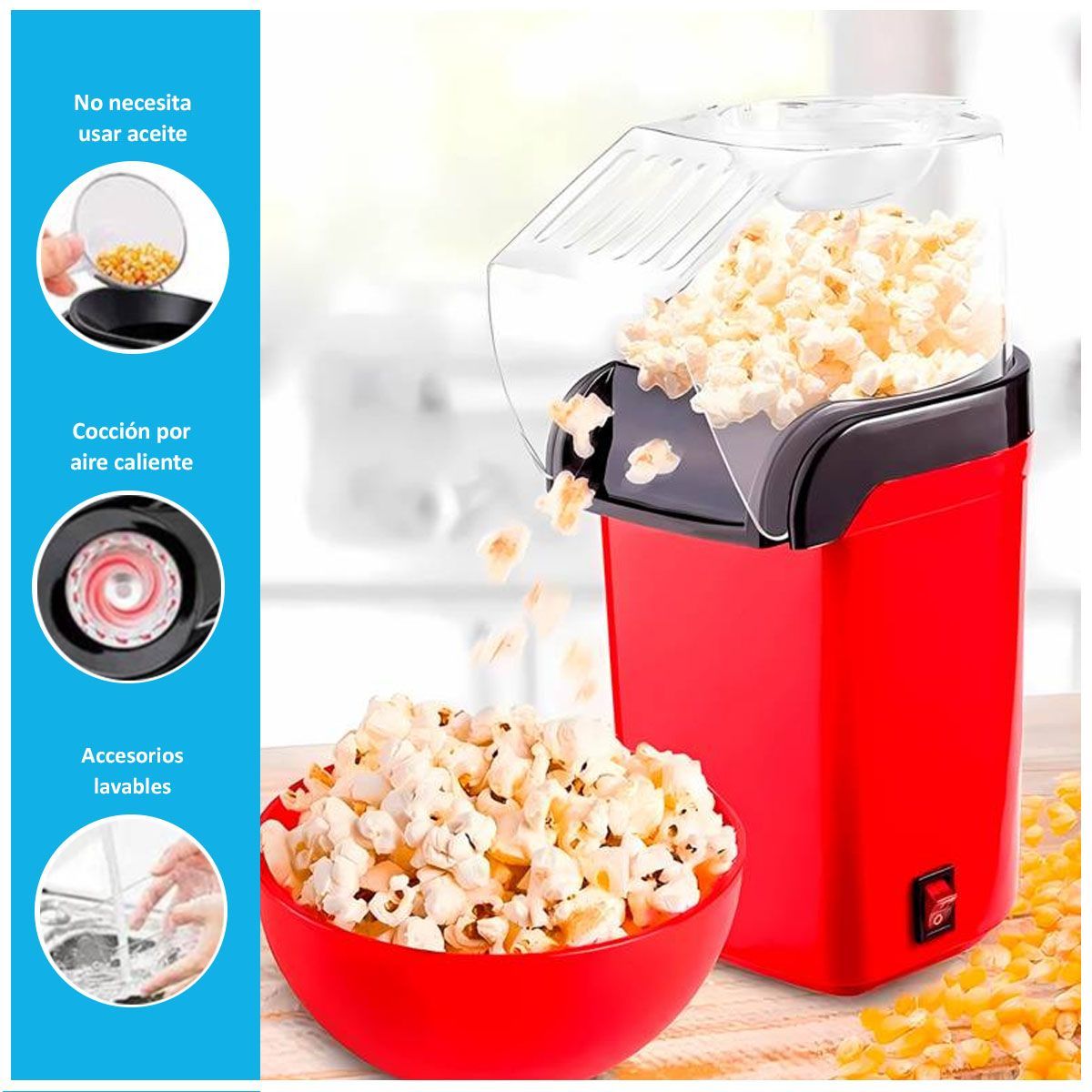 SASARU - Máquina para hacer Pop Corn Canchita Libre de Aceite