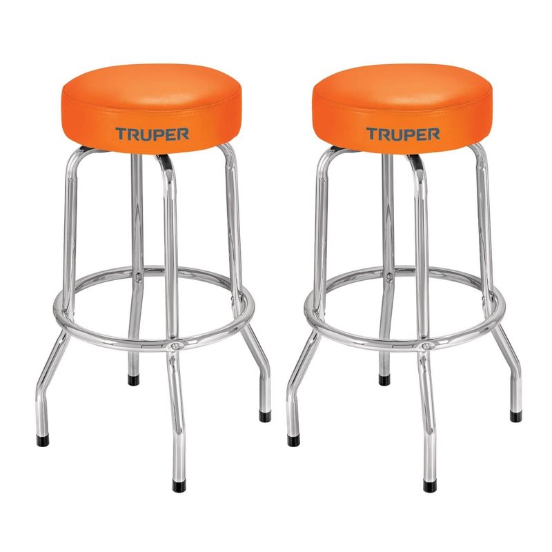 TRUPER - Banco bar, asiento giratorio, acero cromado, 2 unidades Truper