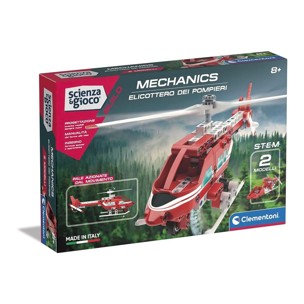 CLEMENTONI - Set de Construcción Helicóptero de Bombero