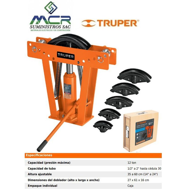 TRUPER - Doblador de tubo hidráulico 12 toneladas Truper