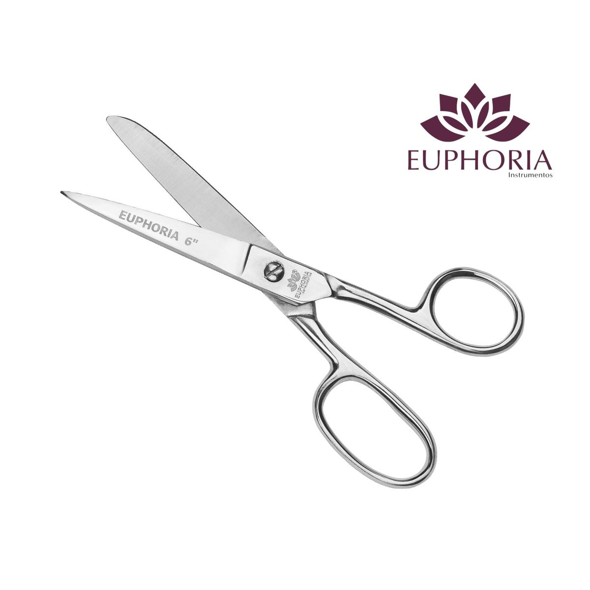 EUPHORIA - Tijera de Acero Inoxidable 6 Pulgadas Mango de Metal