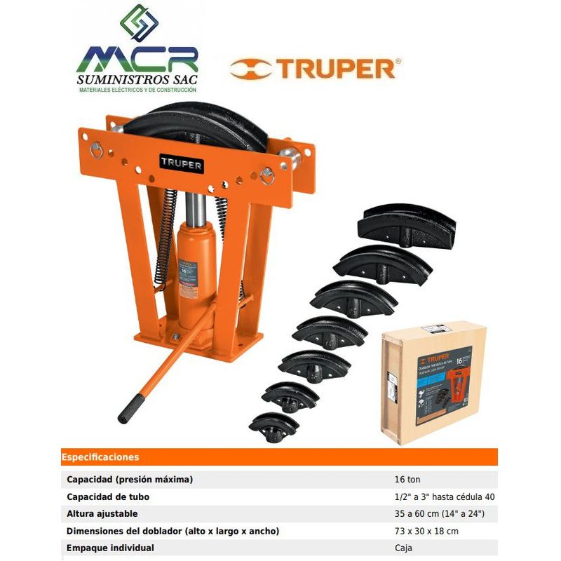 TRUPER - Dobladora hidráulica para tubos de 16 toneladas Truper