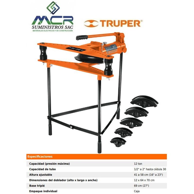 TRUPER - Doblador de tubo hidráulico 12 toneladas horizontal Truper