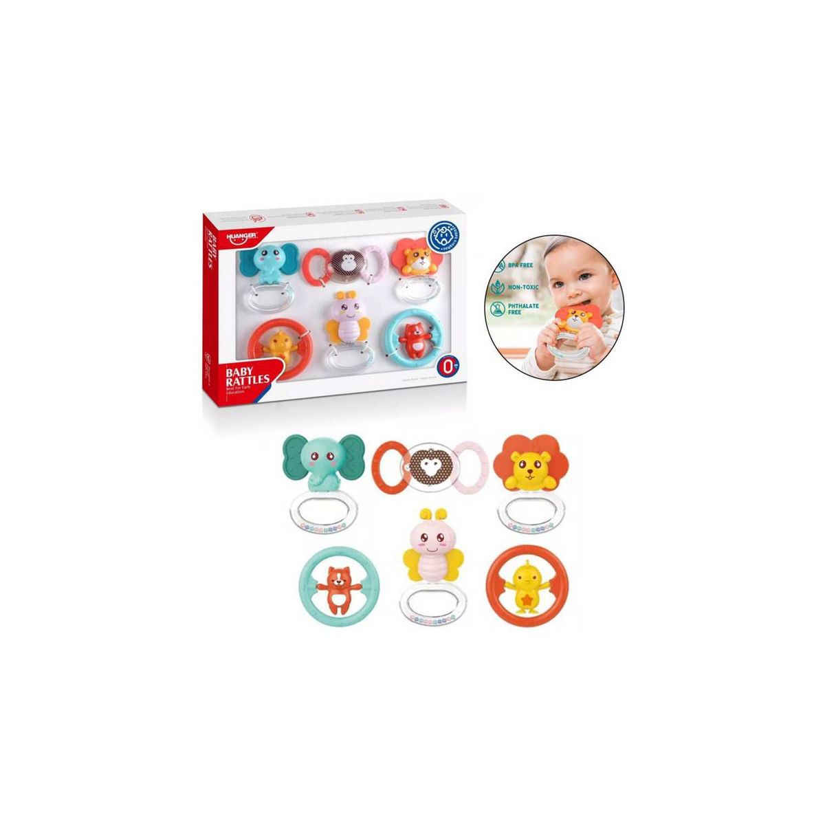 GENERICO - Kit Mordedor Sonajero x 6 Piezas HE0151