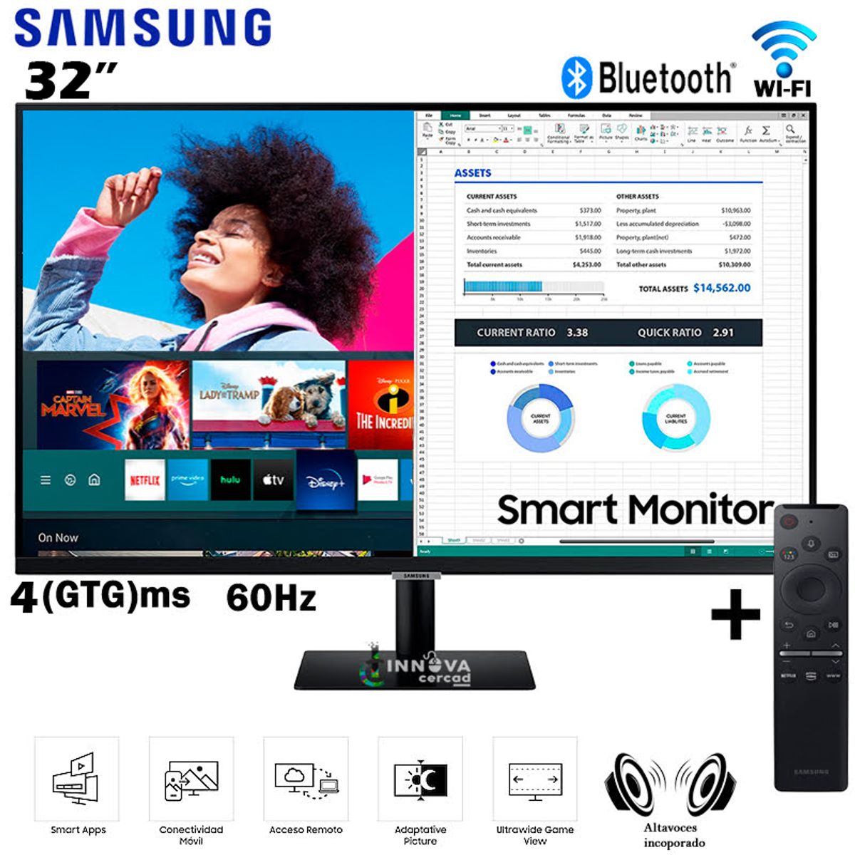 SAMSUNG - MONITOR SAMSUNG M5 SMART LS32FM500ELXPE 32 VA FHD 60Hz 4ms HDR10