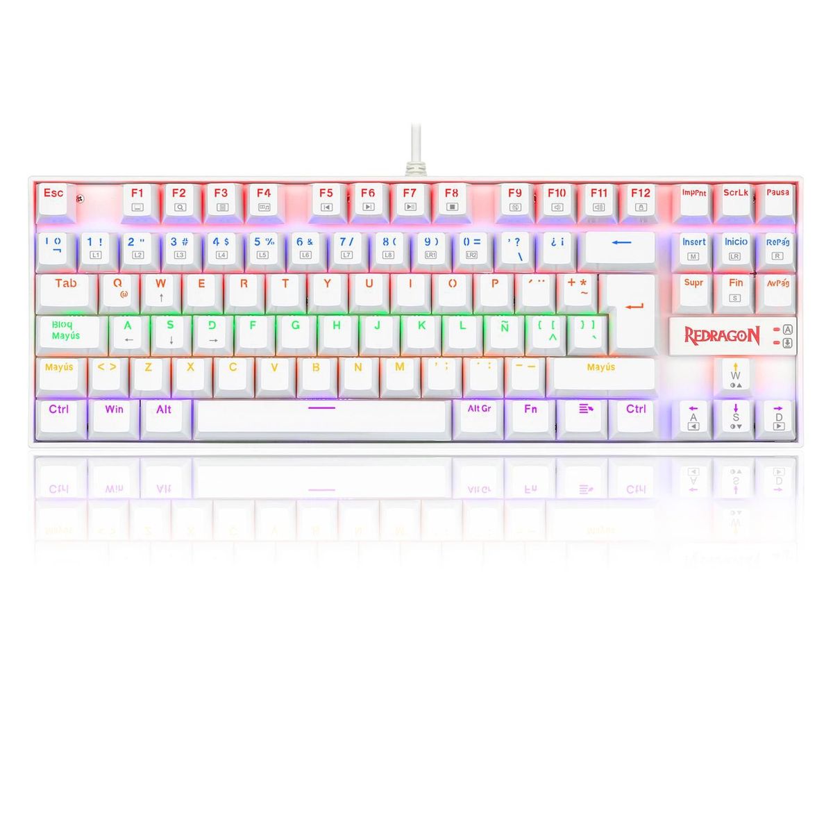 REDRAGON - Teclado Gamer Redragon Kumara Rainbow White RED SWITCH