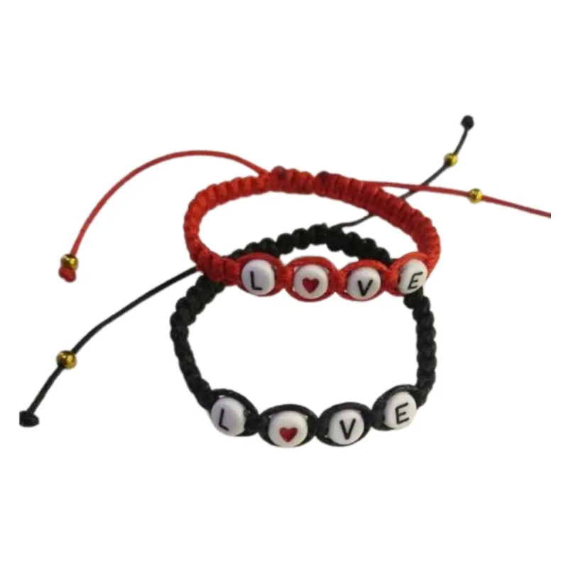 GENERICO - Set Pulseras Love para parejas artesanal tejida macramé