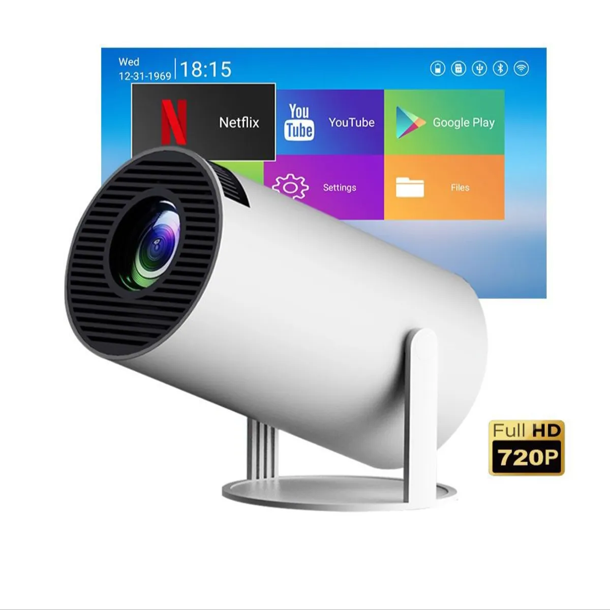 GENERICO - Proyector de 130 pulgadas Soporta 4K Y Android 11 Portatil