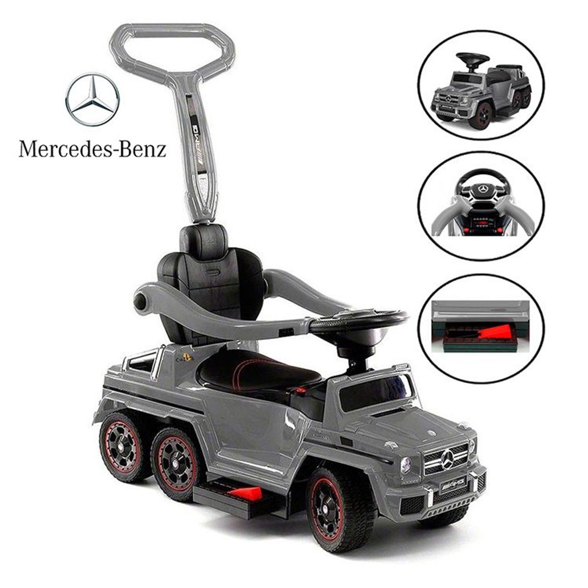 MERCEDES BENZ - Correpasillo a Batería 2 en 1 para Niños »AMG SIX» Gray