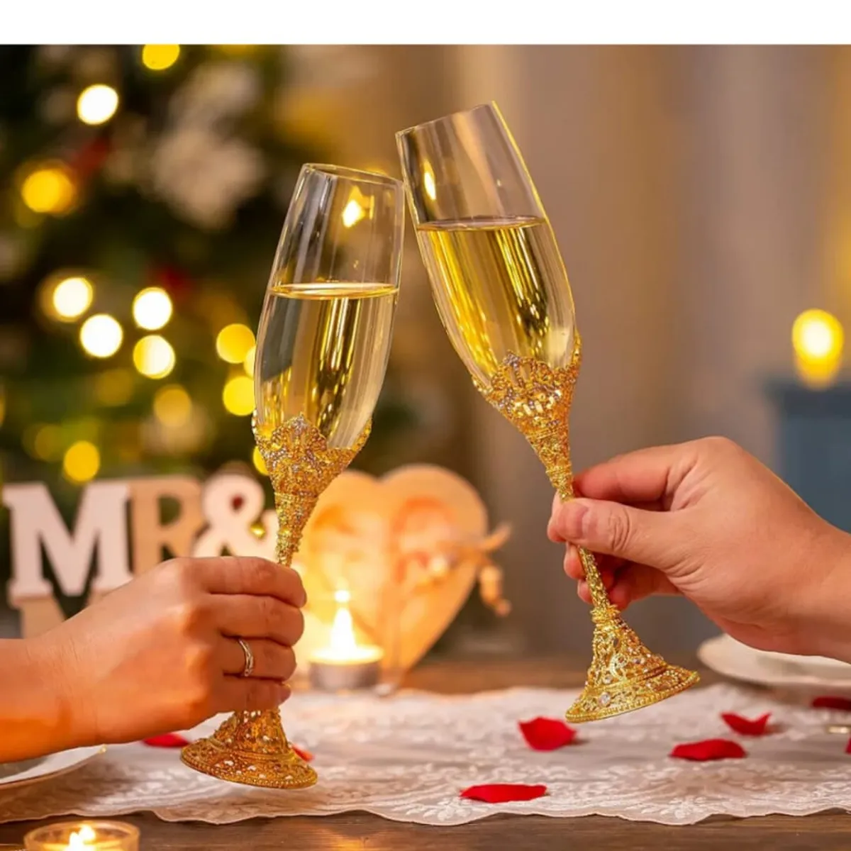 GENERICO - Copas de champán de cristal, juego de 2 copas