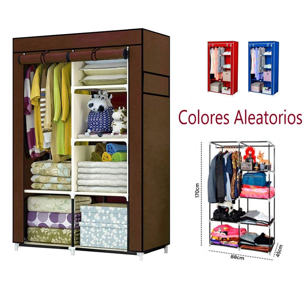 GENERICO - Ropero Organizador Armario Closet Armable 2 Cuerpos Funda 1.70MT