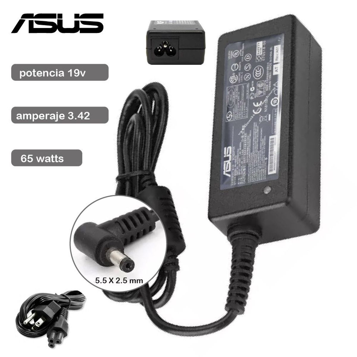 GENERICO - Cargador Genérico Laptop Asus 19v 3-42a 5-5x2-5mm 65w