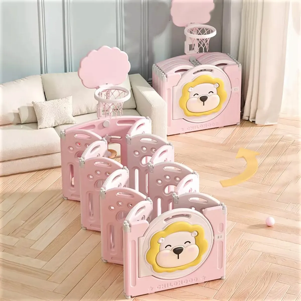 GENERICO - CORRAL PARA BEBE LEONCITA ROSADO