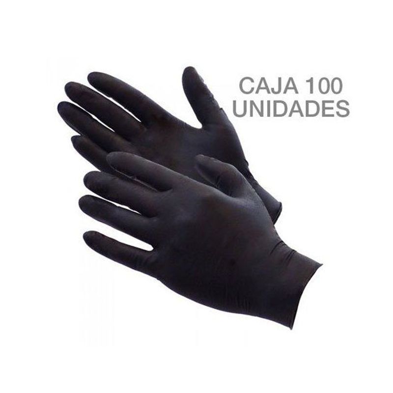 GENERICO - 100 UND. TALLA "S" GUANTES DE NITRILO NEGRO