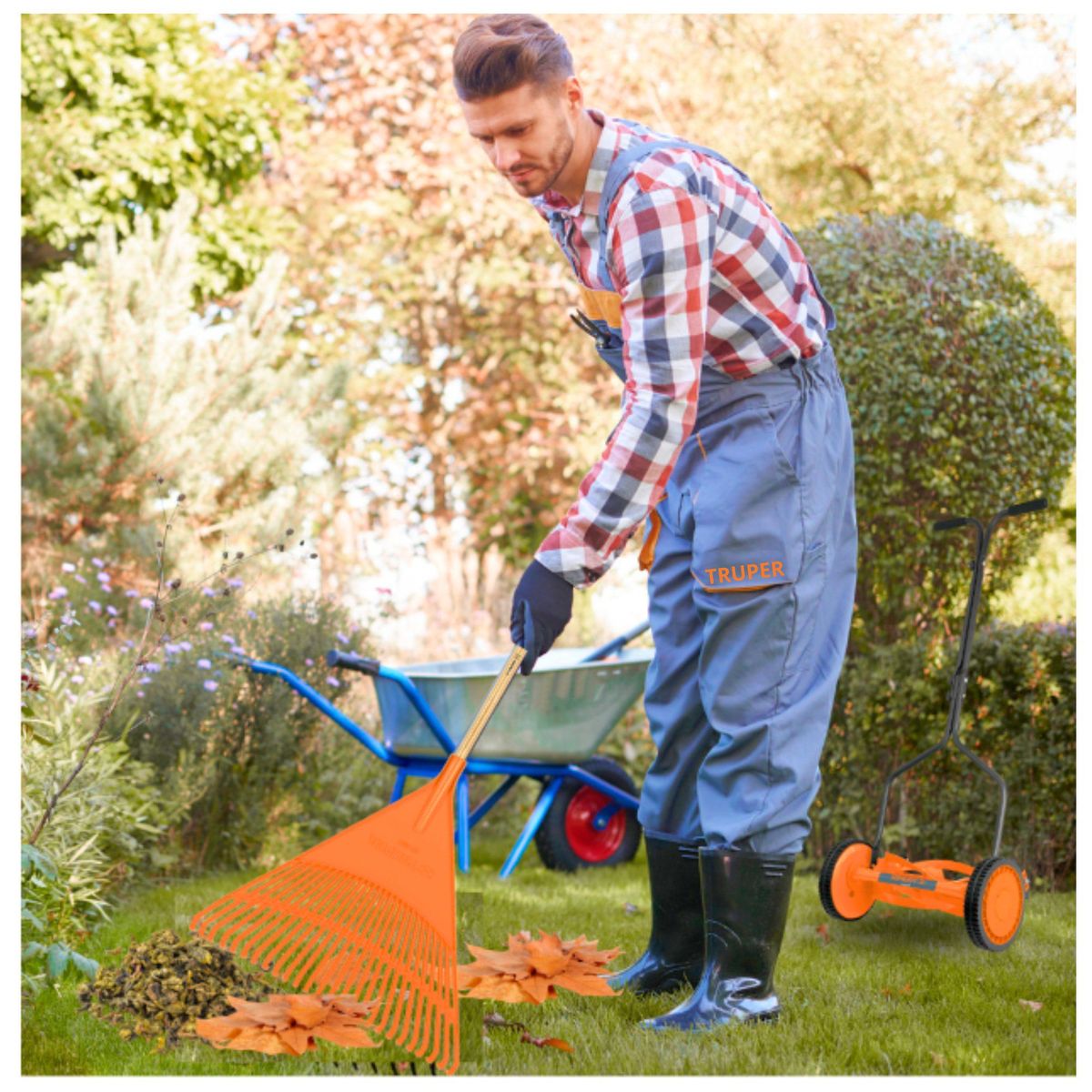 TRUPER - COMBO Podadora manual con  rastrillo escoba Truper