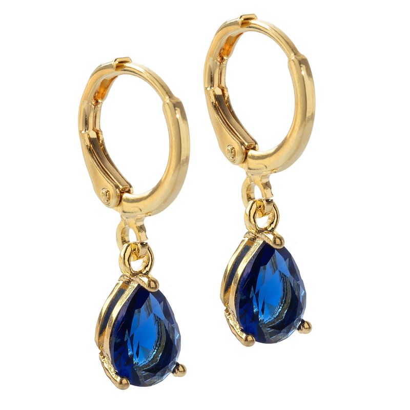 AMBAR JOYERIA - Argolla Colgate Gota Azul 20 Golden LAMINADO EN ORO