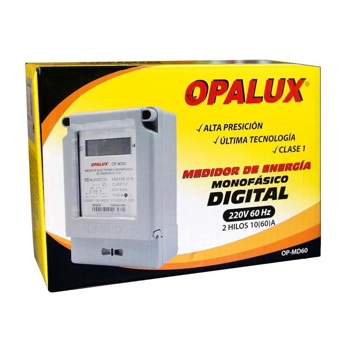 OPALUX - Medidor de Energía Monofásico Digital 220V OP-MD60 OPALUX