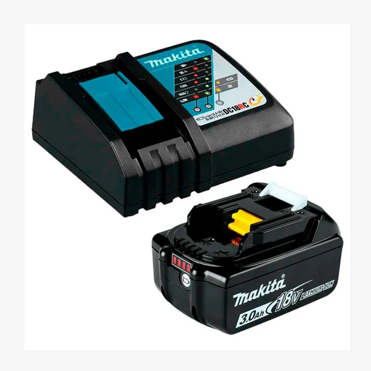 MAKITA - Set Batería 3Ah BL1830B + Cargador Rápido DC18RC LXT 18V Makita