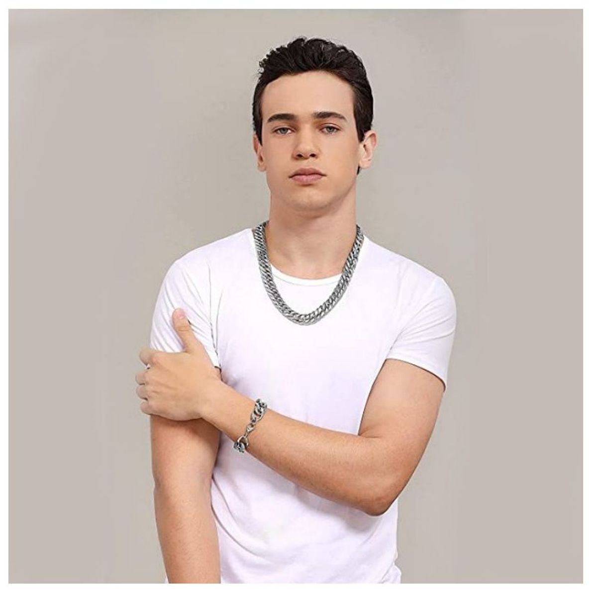 GENERICO - Collar mas pulsera pack de 9mm en acero inoxidable