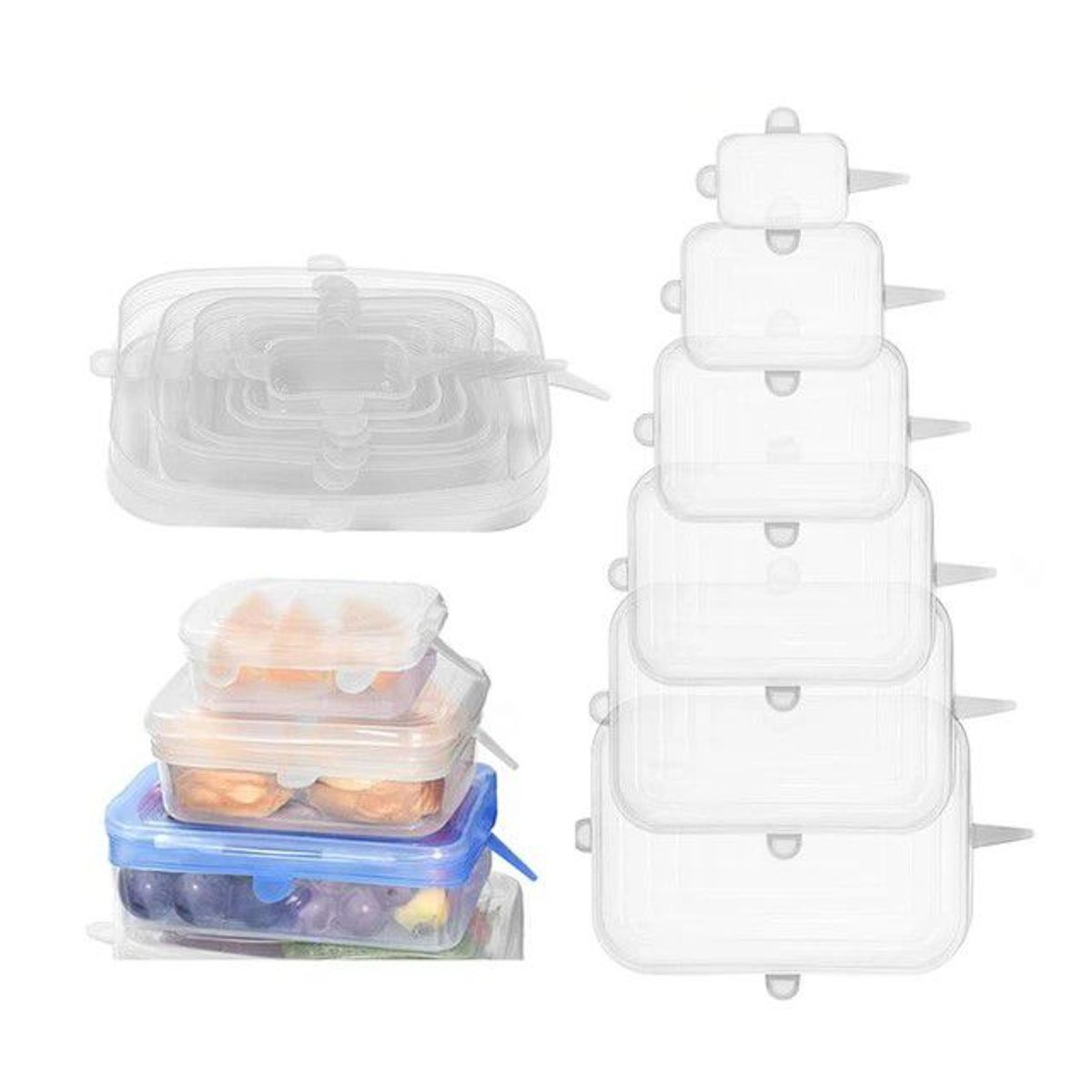 GENERICO - Tapas De Silicona Reutilizables Pack De 6 Alimentos Frescos